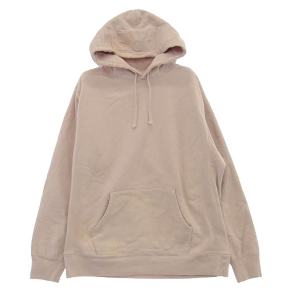 Supreme シュプリーム 17AW Embossed Logo Hooded Sweat Shirt エンボスロゴ フーデッド スウェットシャツ フーディ パーカー ピンク系 L【中古】