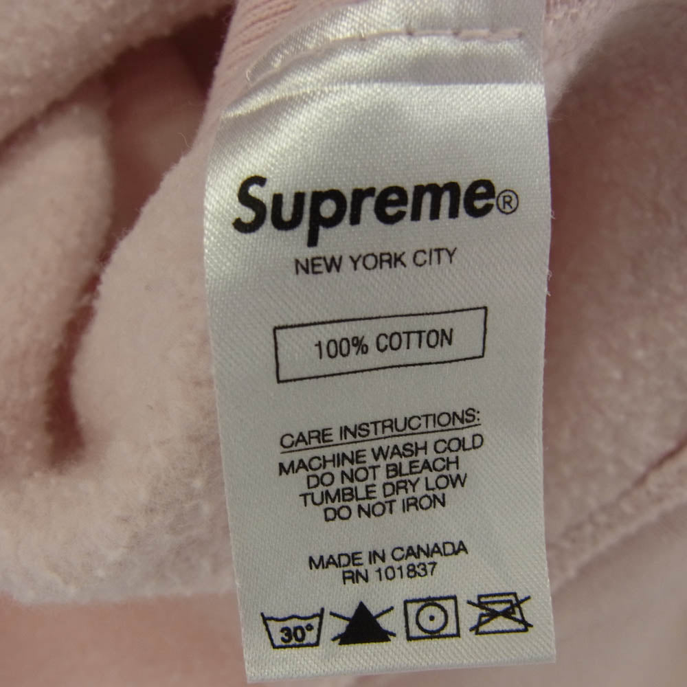 Supreme シュプリーム 17AW Embossed Logo Hooded Sweat Shirt エンボスロゴ フーデッド スウェットシャツ フーディ パーカー ピンク系 L【中古】