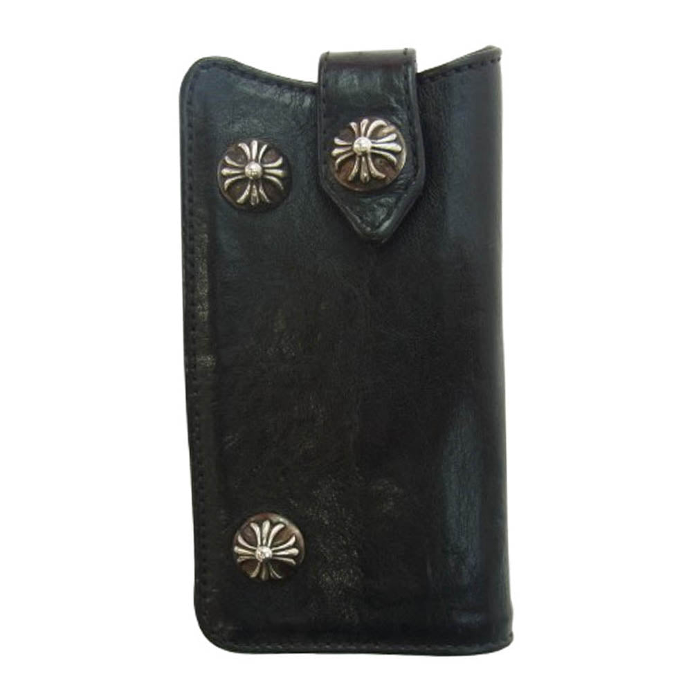 CHROME HEARTS クロムハーツ（原本無） KEY CASE クロスボールボタン ヘビーレザー キーケース ブラック系【中古】