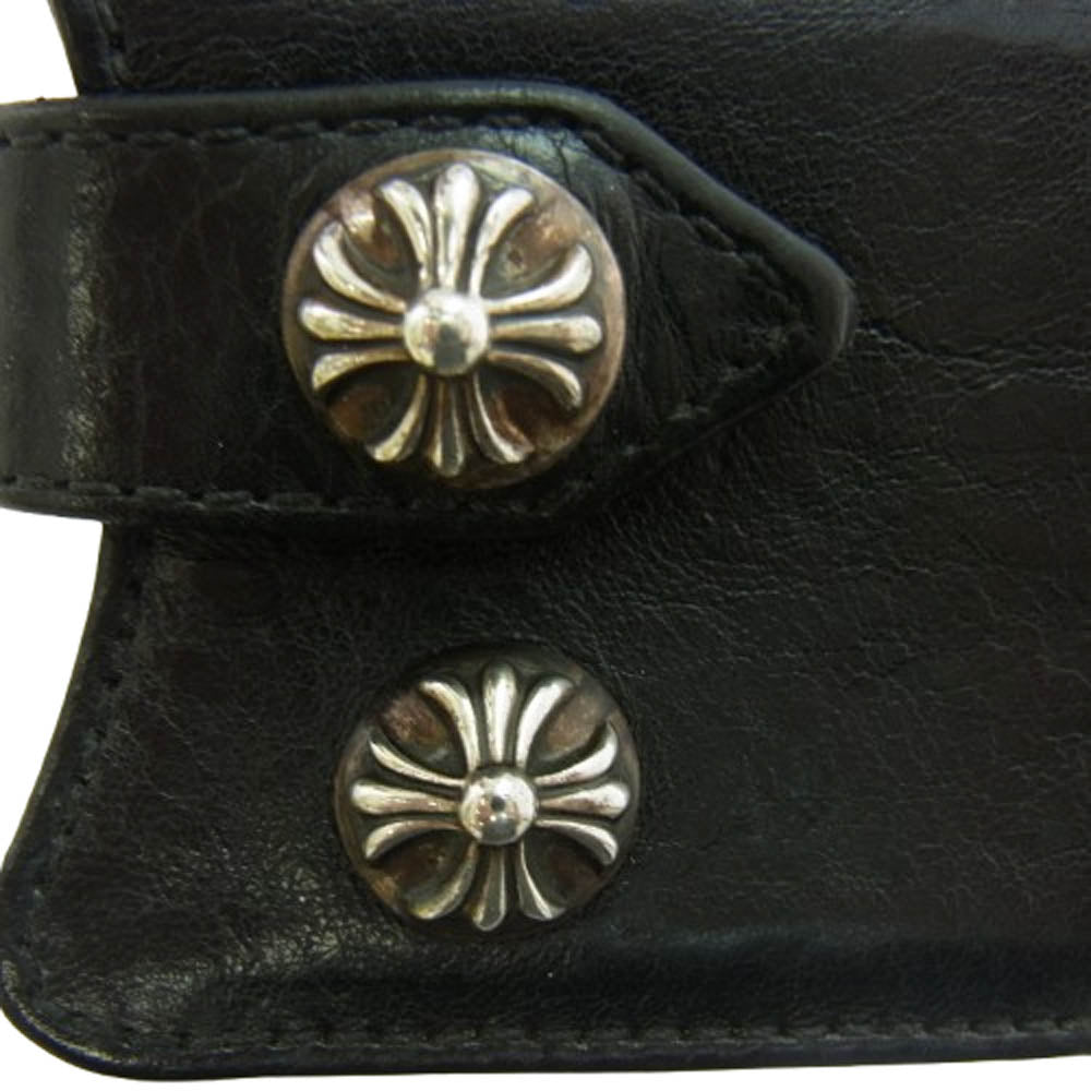 CHROME HEARTS クロムハーツ（原本無） KEY CASE クロスボールボタン ヘビーレザー キーケース ブラック系【中古】