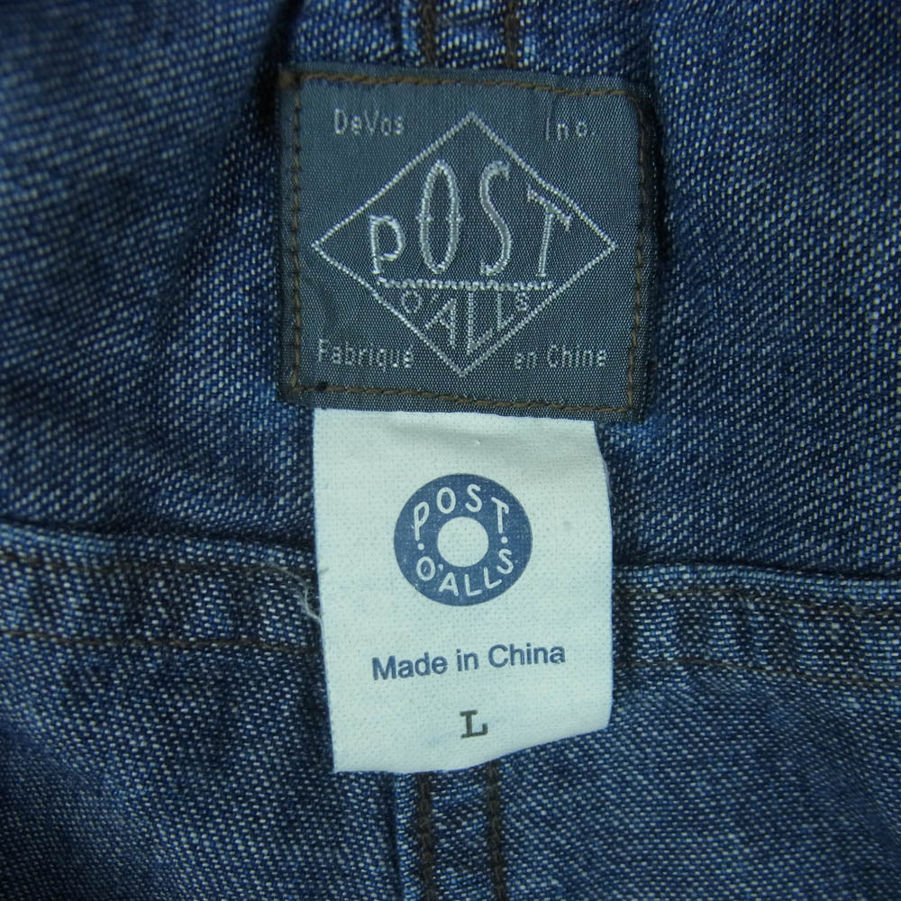 POST OVERALLS ポストオーバーオールズ 3319-8DI E-Z Chinois De Luxe Pants デラックス デニム ウォッシュ イージー パンツ インディゴブルー系 L【中古】