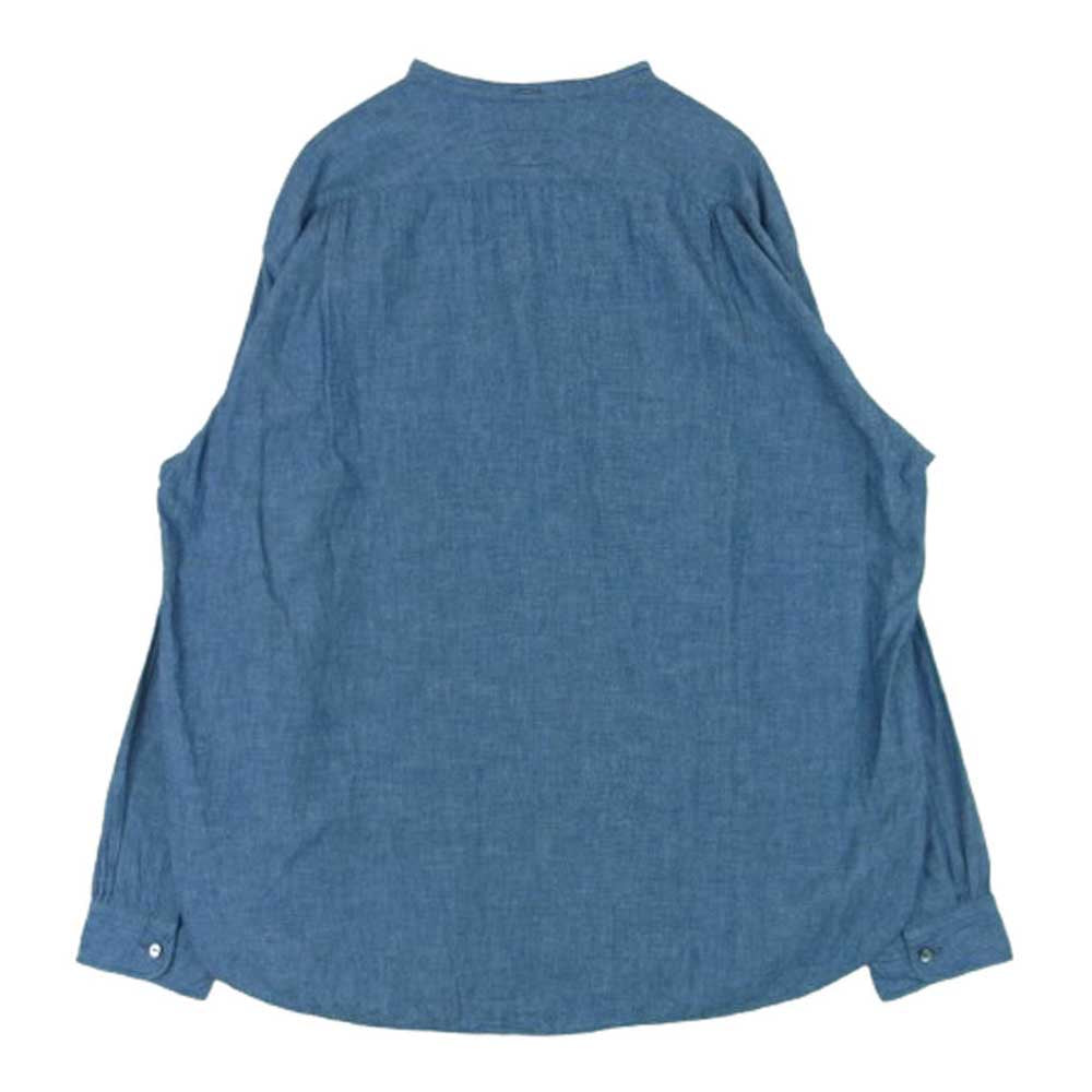 POST OVERALLS ポストオーバーオールズ 3220B-CC NEUTRA 5 Band スタンドカラー シャンブレー 長袖 シャツ インディゴブルー系 L【中古】