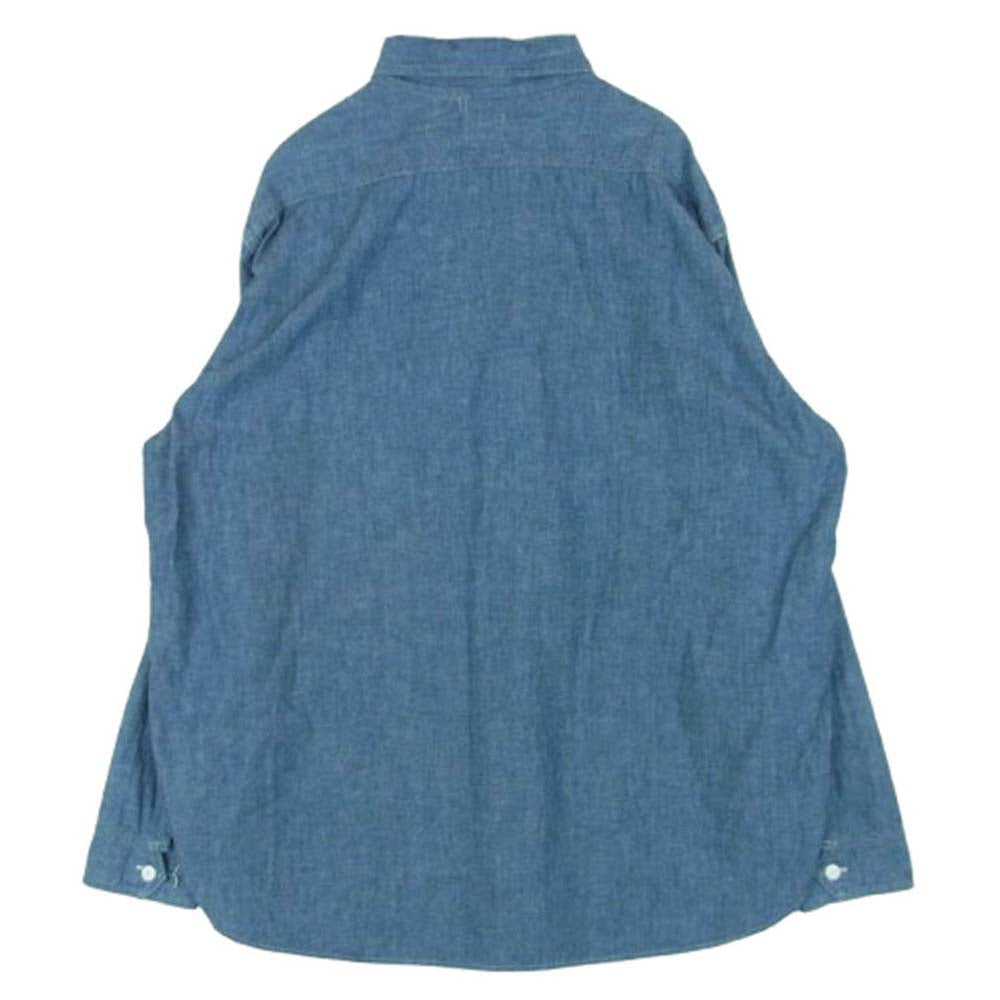 POST OVERALLS ポストオーバーオールズ 1202-CC NO.2 Shirts classic chambray ハーフボタン シャンブレー プルオーバー 長袖 シャツ インディゴブルー系 L【中古】