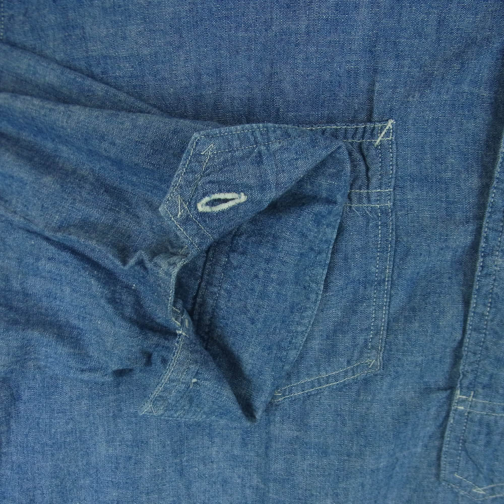 POST OVERALLS ポストオーバーオールズ 1202-CC NO.2 Shirts classic chambray ハーフボタン シャンブレー プルオーバー 長袖 シャツ インディゴブルー系 L【中古】