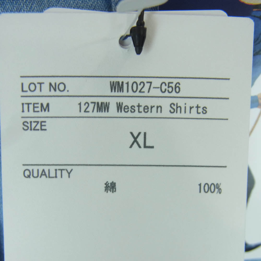 Wrangler ラングラー WM1027 127MW Western Shirts デニム ウエスタン シャツ 長袖 インディゴブルー系 XL【新古品】【未使用】【中古】