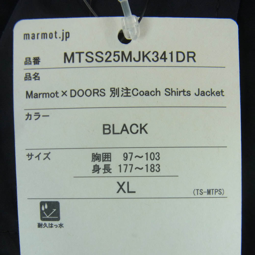 MARMOT マーモット MTSS25MJK341DR URBAN RESEARCH DOORS別注 ナイロン コーチ ジャケット BLACK 黒に近いダークネイビー系 XL【新古品】【未使用】【中古】
