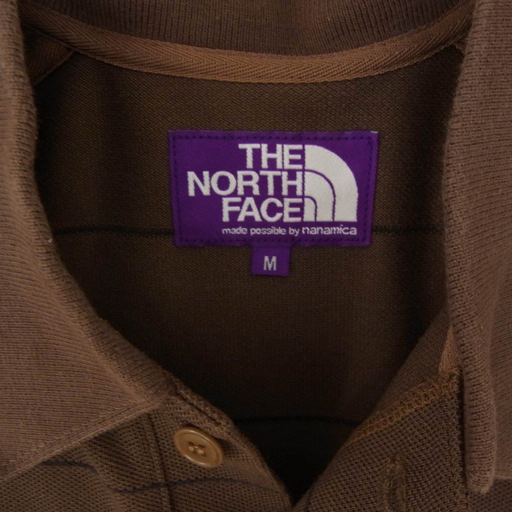 THE NORTH FACE ノースフェイス NT6352N Purple Label Field Striped Polo パープルレーベル 長袖 ポロ シャツ ブラウン系 M【中古】