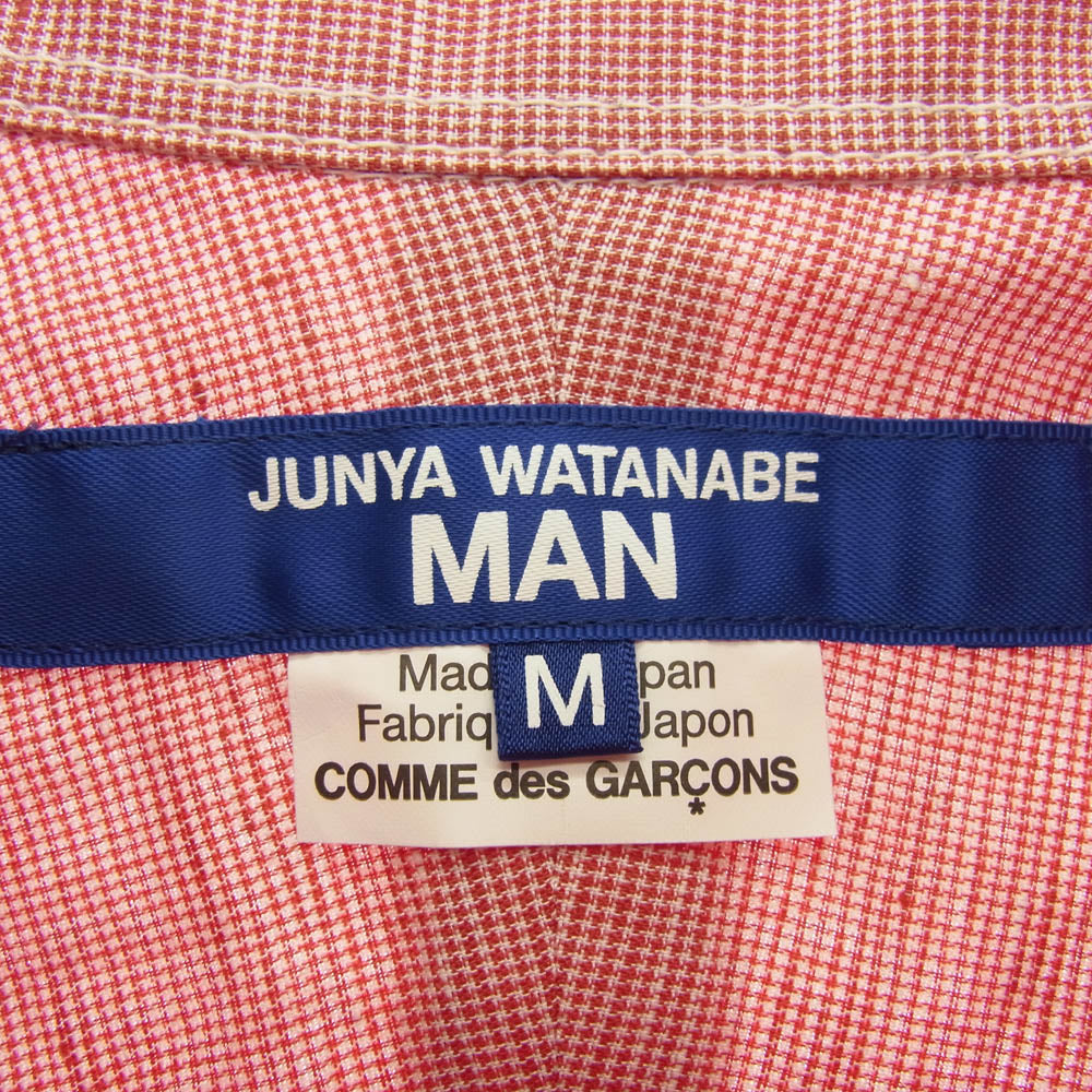 JUNYA WATANABE COMME des GARCONS MAN ジュンヤワタナベコムデギャルソンマン WO-B014-051 BD S/S SHIRT パッチワーク ボタンダウン 半袖 シャツ レッド系 マルチカラー系 M【極上美品】【中古】