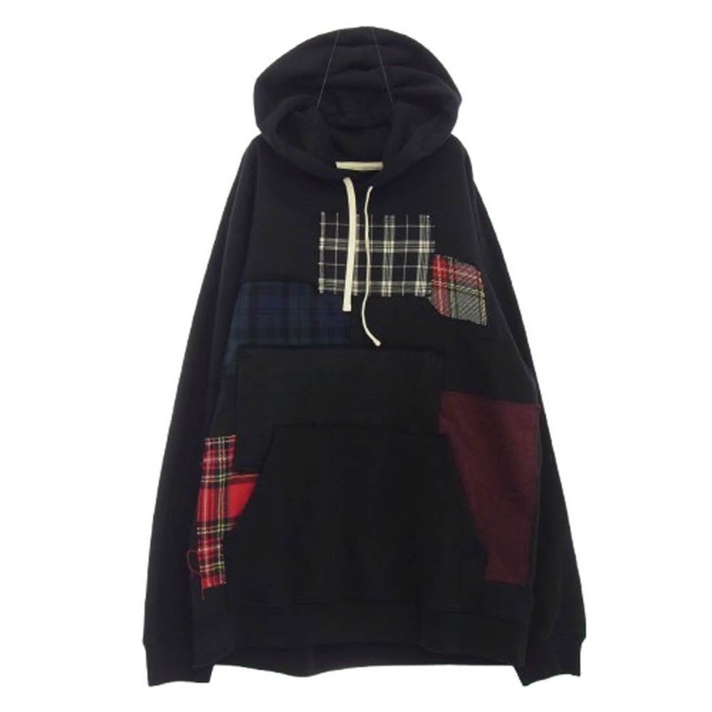 JUNYA WATANABE COMME des GARCONS MAN ジュンヤワタナベコムデギャルソンマン WO-T907-100 パッチワーク プルオーバー フーディー パーカー ブラック系 L【極上美品】【中古】