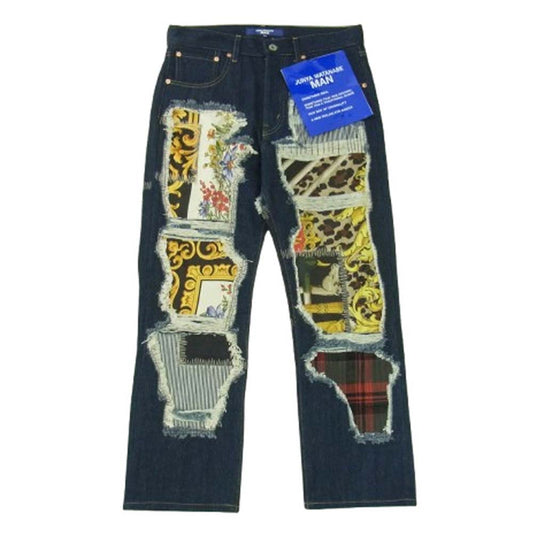JUNYA WATANABE COMME des GARCONS MAN ジュンヤワタナベコムデギャルソンマン WO-P044-051 綿デニム シルクスカーフ パッチワーク デニムパンツ インディゴブルー系 M【極上美品】【中古】