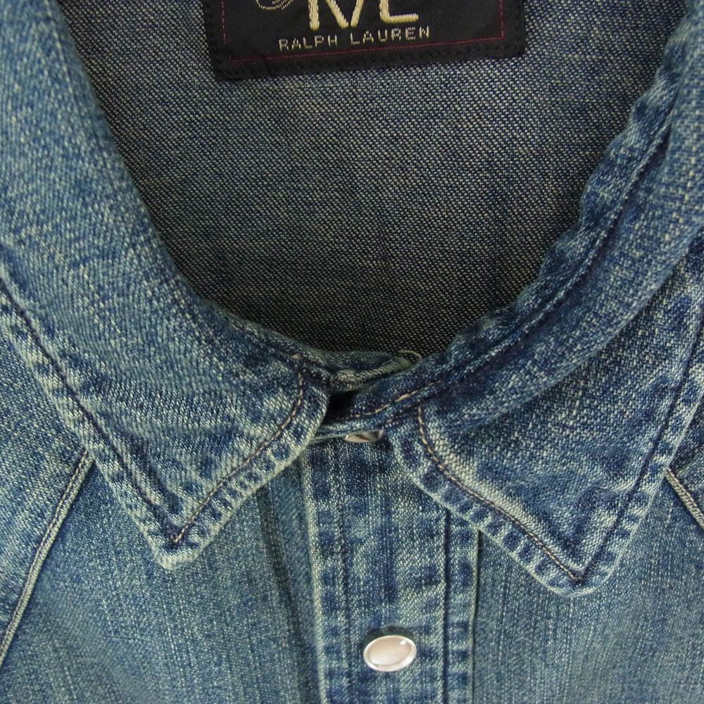 RRL ダブルアールエル MNRRWOV16820009400 インディゴ バッファロー ウエスタンシャツ デニムシャツ インディゴブルー系 M【美品】【中古】