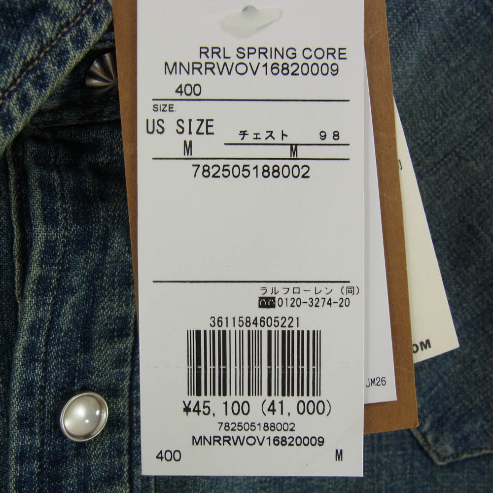 RRL ダブルアールエル MNRRWOV16820009400 インディゴ バッファロー ウエスタンシャツ デニムシャツ インディゴブルー系 M【美品】【中古】