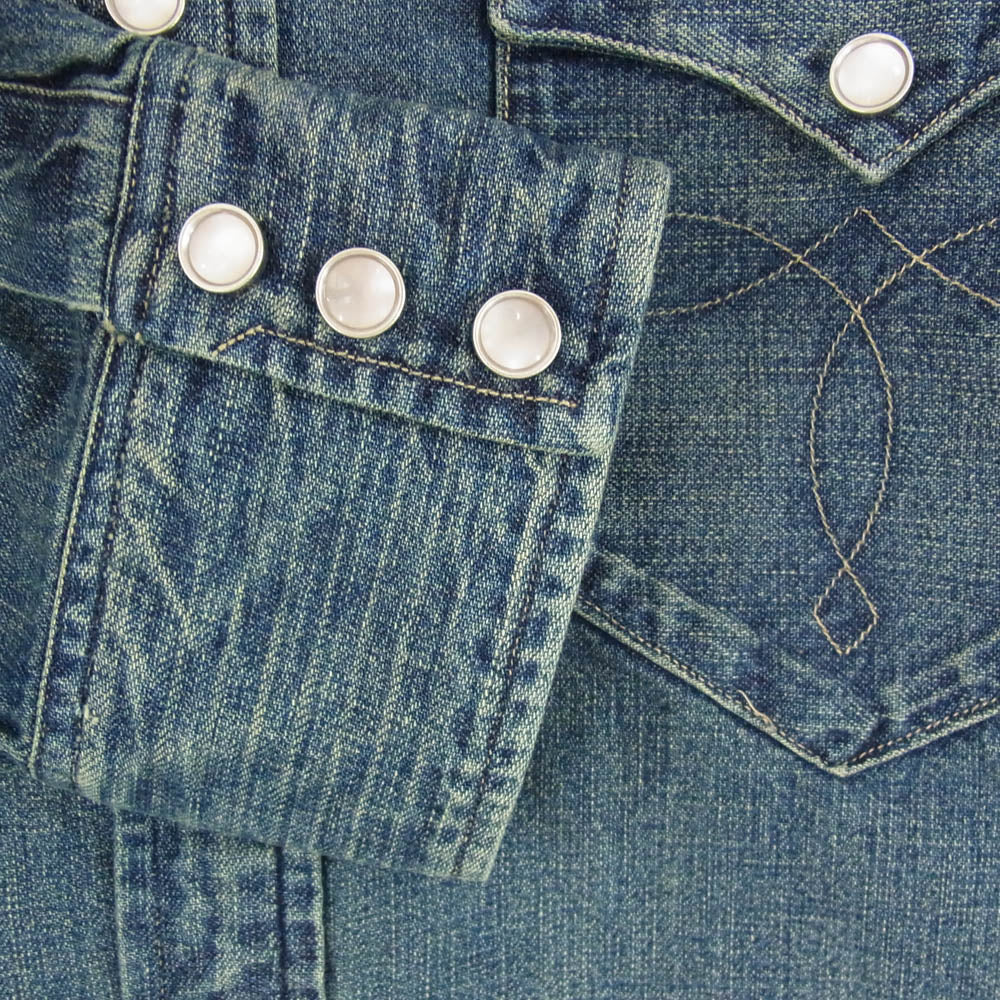 RRL ダブルアールエル MNRRWOV16820009400 インディゴ バッファロー ウエスタンシャツ デニムシャツ インディゴブルー系 M【美品】【中古】