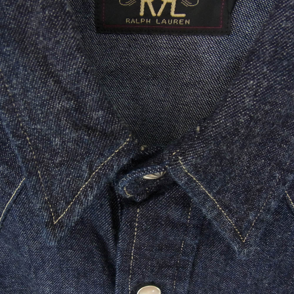 RRL ダブルアールエル MNRRWOV16820008410 Slim Fit Denim Western Shirt スリム フィット ウエスタン デニム シャツ インディゴブルー系 M【極上美品】【中古】
