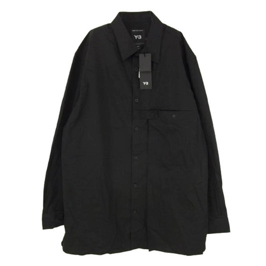 Y-3 Yohji Yamamoto ワイスリー ヨウジヤマモト JI7082 2-103 Pleated Pocket Shirt ポケット 長袖 シャツ ブラック系 M【極上美品】【中古】
