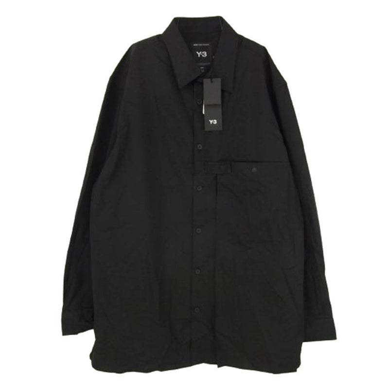 Y-3 Yohji Yamamoto ワイスリー ヨウジヤマモト JI7082 2-103 Pleated Pocket Shirt ポケット 長袖 シャツ ブラック系 M【極上美品】【中古】