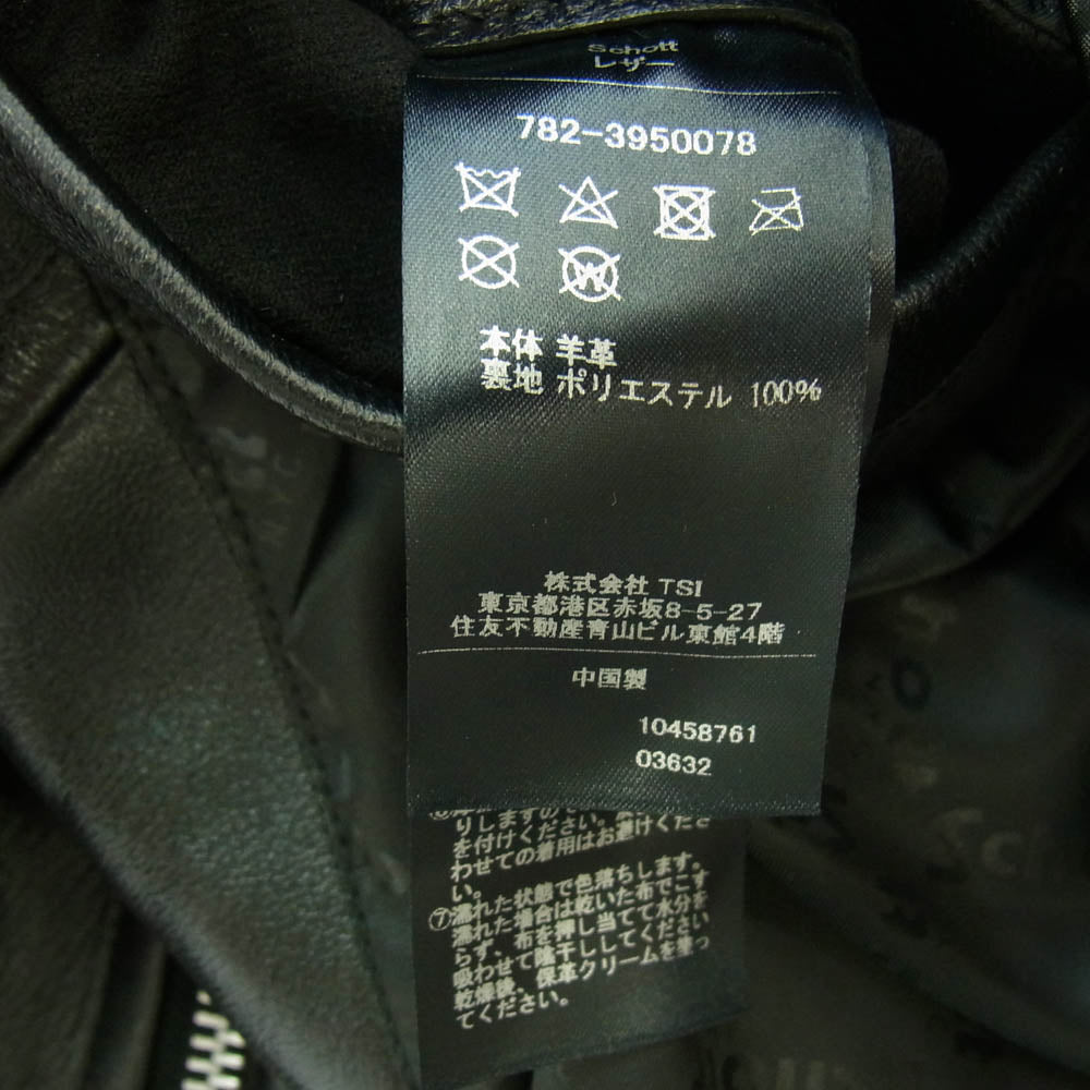 schott ショット 782-3950078 70S SINGLE RIDERS JACKET シングルライダース ジャケット ブラック系 M【美品】【中古】