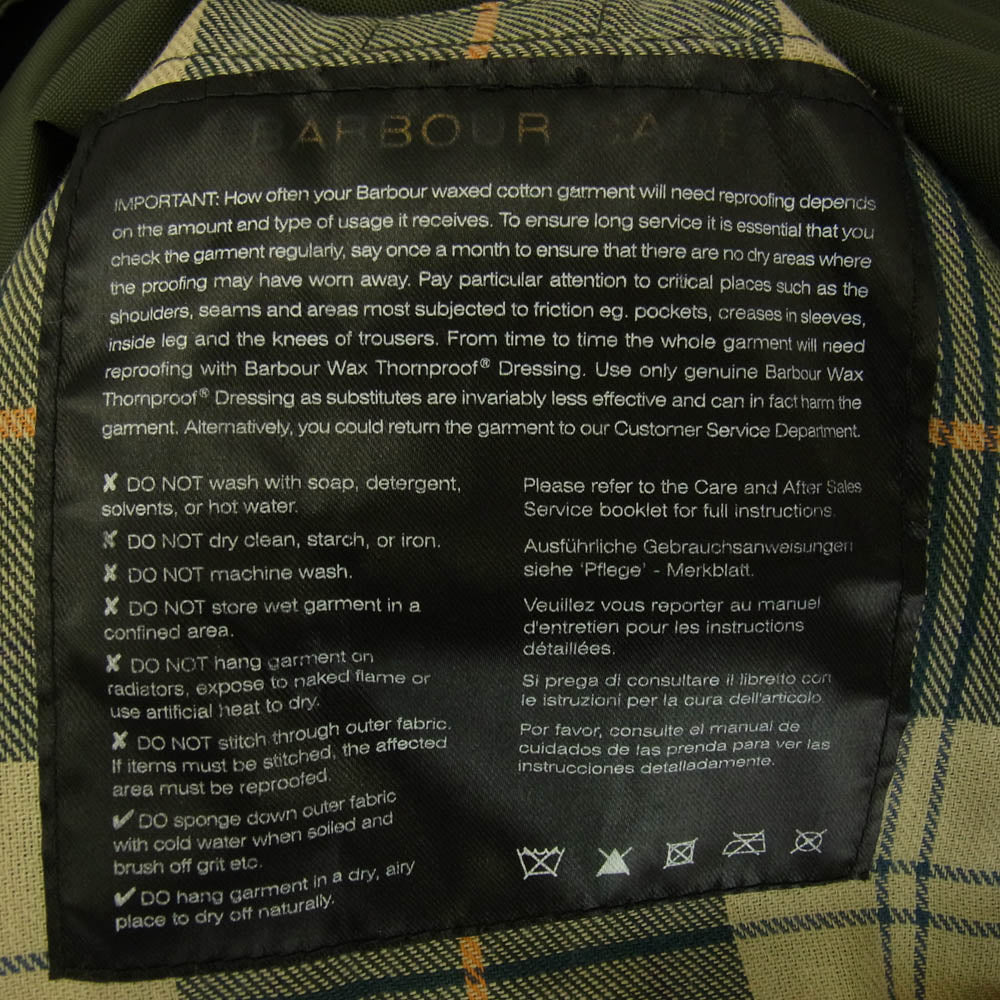 Barbour バブアー 1102049 英国製 BEDALE ビデイル オイルド ジャケット カーキ系 L【中古】