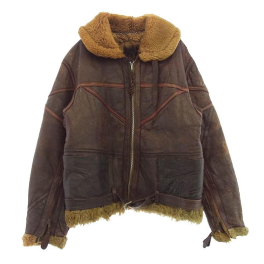 VINTAGE WW2 40s IRVIN JACKET レザーフライト ジャケット ブラウン系 サイズ表記無し【中古】