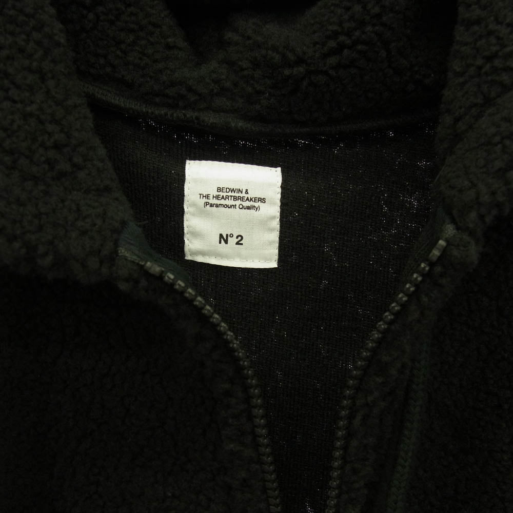 BEDWIN & THE HEARTBREAKERS ベドウィンアンドザハートブレイカーズ 24AW 24AB2142 L/S BOA HOODIE GLEN ボアフリース フーデッド ジップアップ ジャケット パーカー ブラック系 2【極上美品】【中古】