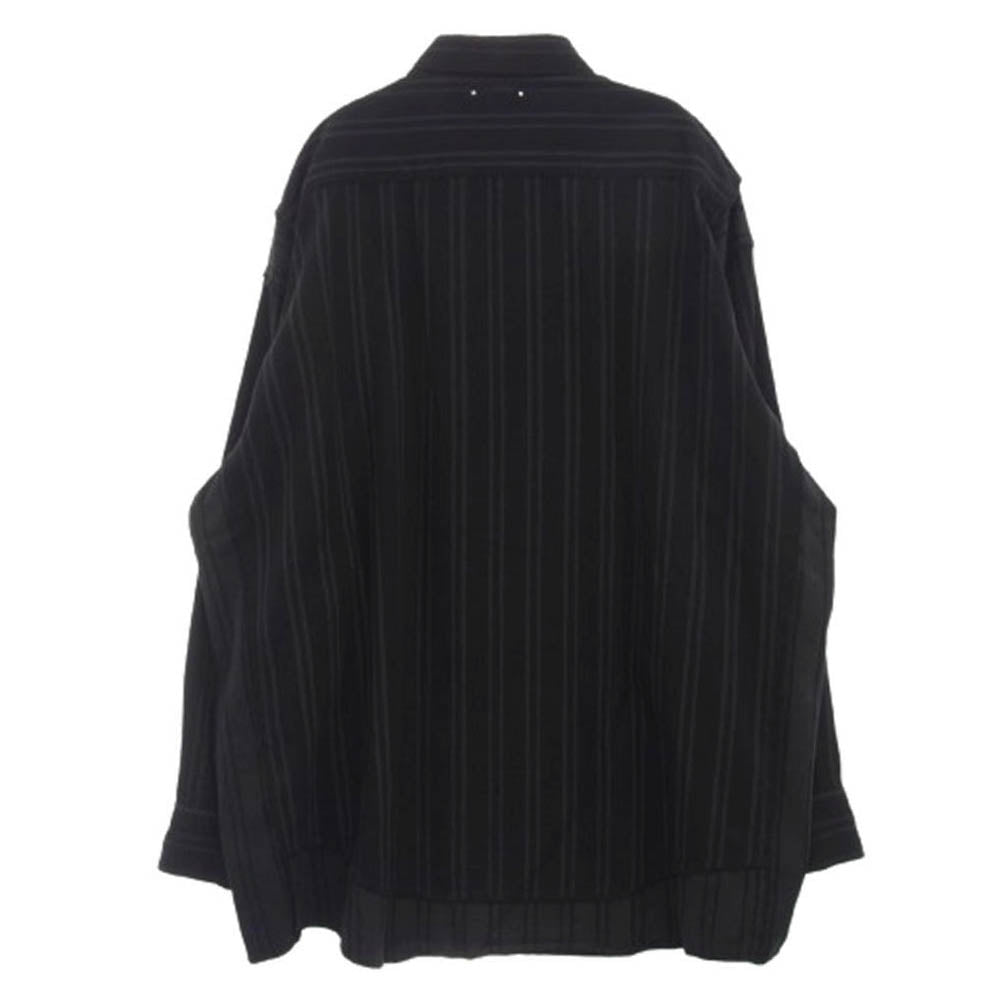 MINEDENIM マインデニム 23AW MND-NHW001-96-402 BD.Discharge Stripe NHW SH エヌハリウッド 再構築 ストライプ ロング シャツ ブラック系 グレー系 40【新古品】【未使用】【中古】