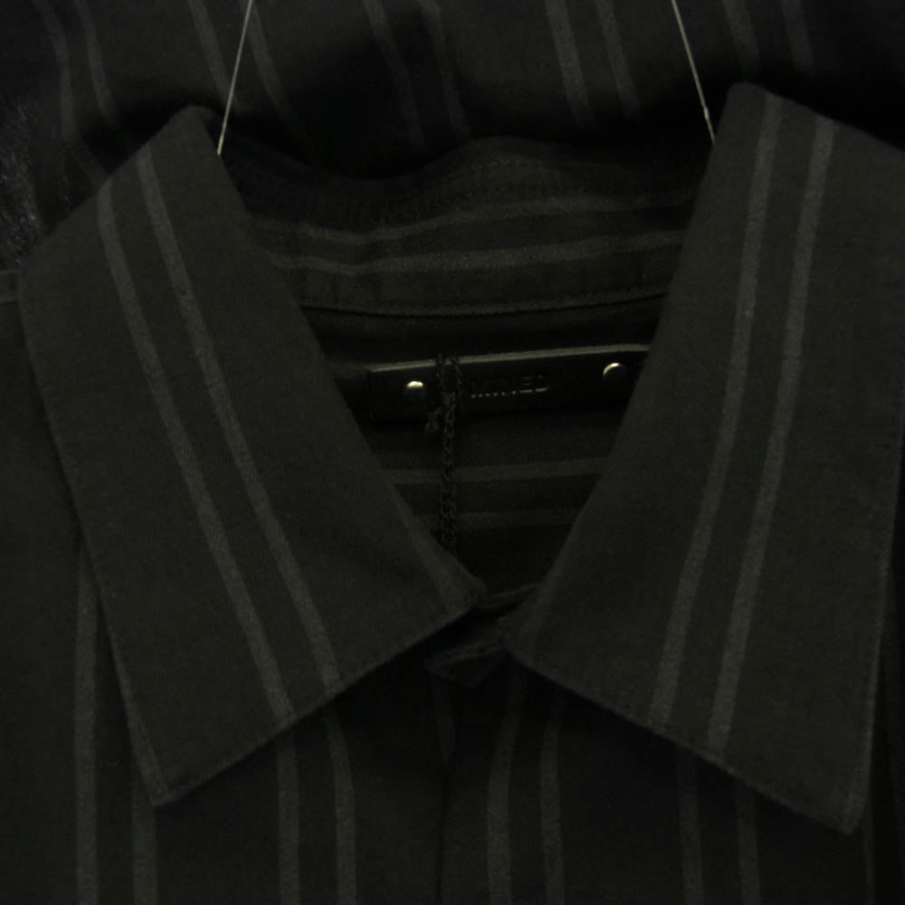 MINEDENIM マインデニム 23AW MND-NHW001-96-402 BD.Discharge Stripe NHW SH エヌハリウッド 再構築 ストライプ ロング シャツ ブラック系 グレー系 40【新古品】【未使用】【中古】