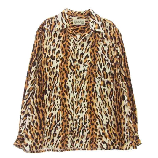 WACKO MARIA ワコマリア LEOPARD CORDUROY COLLAR SHIRT レオパード コーデュロイ 長袖 シャツ マルチカラー系 L【中古】