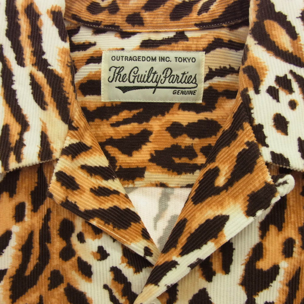 WACKO MARIA ワコマリア LEOPARD CORDUROY COLLAR SHIRT レオパード コーデュロイ 長袖 シャツ マルチカラー系 L【中古】