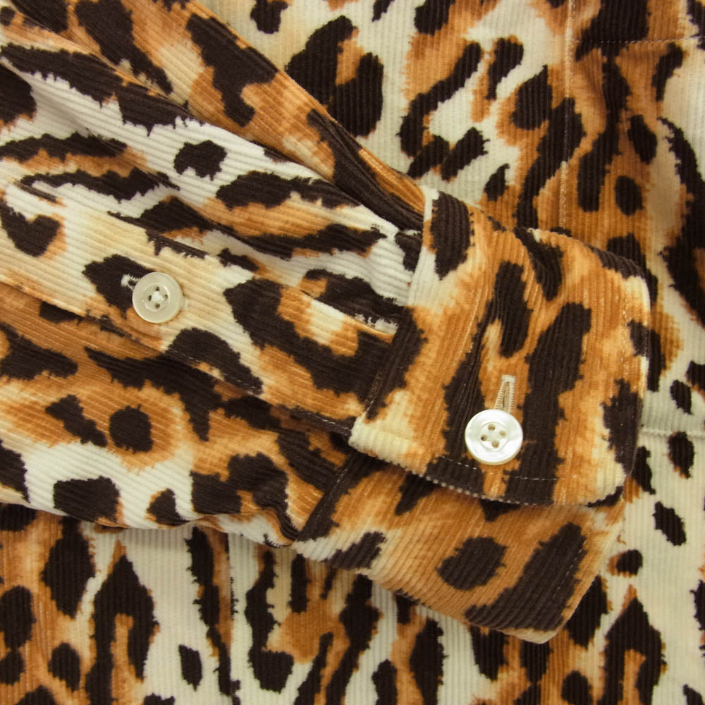 WACKO MARIA ワコマリア LEOPARD CORDUROY COLLAR SHIRT レオパード コーデュロイ 長袖 シャツ マルチカラー系 L【中古】