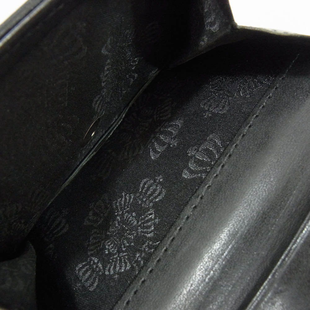 Justin Davis ジャスティンデイビス MARCAM 3 HOLD WALLET クラウンロゴ 3フォールド レザー ミニウォレット 三つ折り コンパクト 財布 ブラック系【中古】