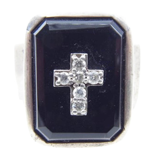 Justin Davis ジャスティンデイビス SRJ100 Eminem Ring ダイヤ オニキス エミネム リング シルバー系 21号【中古】