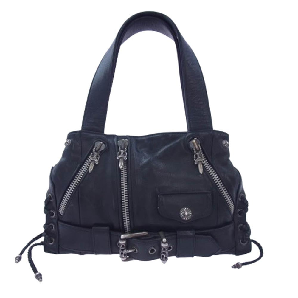 CHROME HEARTS クロムハーツ（原本有） JJ DEAN SMALL JJディーン スモール レザー ライダース ハンド バッグ ブラック系【中古】