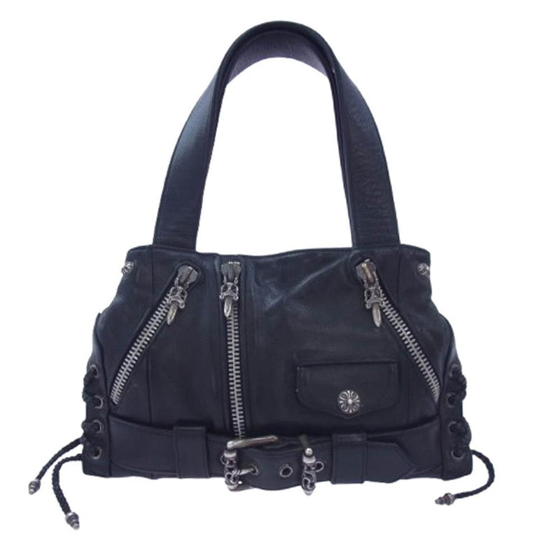 CHROME HEARTS クロムハーツ（原本有） JJ DEAN SMALL JJディーン スモール レザー ライダース ハンド バッグ ブラック系【中古】