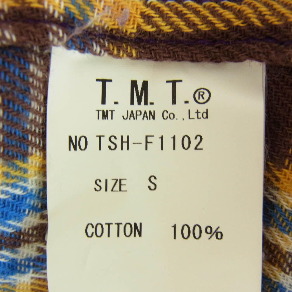 TMT ティーエムティー TSH-F1102 チェック柄 ボタンダウン フランネル コットン 長袖 シャツ パープル系 S【中古】