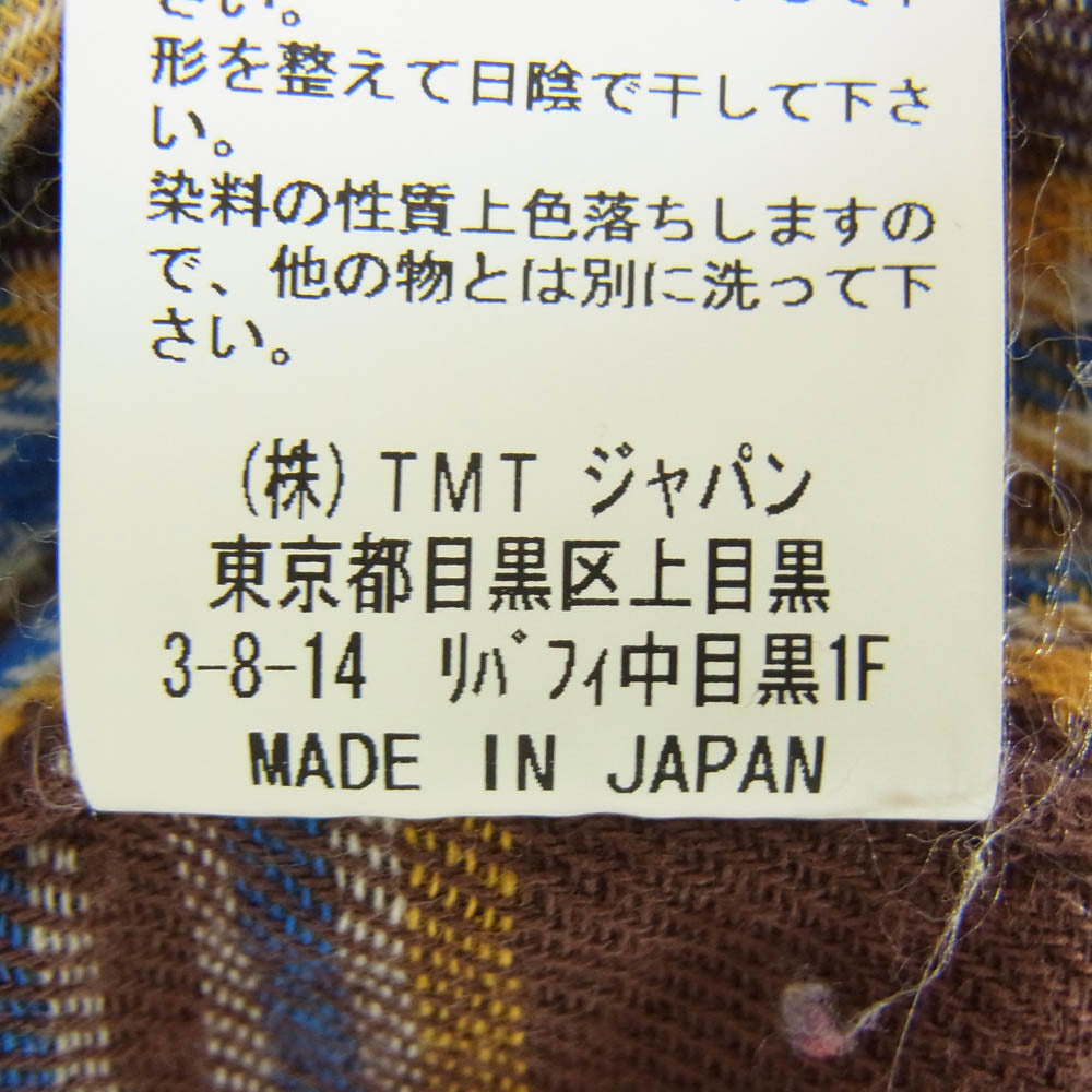 TMT ティーエムティー TSH-F1102 チェック柄 ボタンダウン フランネル コットン 長袖 シャツ パープル系 S【中古】