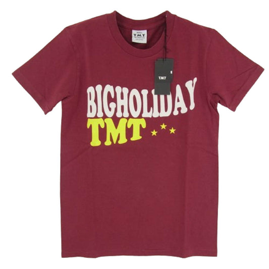 TMT ティーエムティー TCH-S14EC04 BIGHOLIDAY ロゴ コットン 半袖 Tシャツ バーガンディ S【新古品】【未使用】【中古】