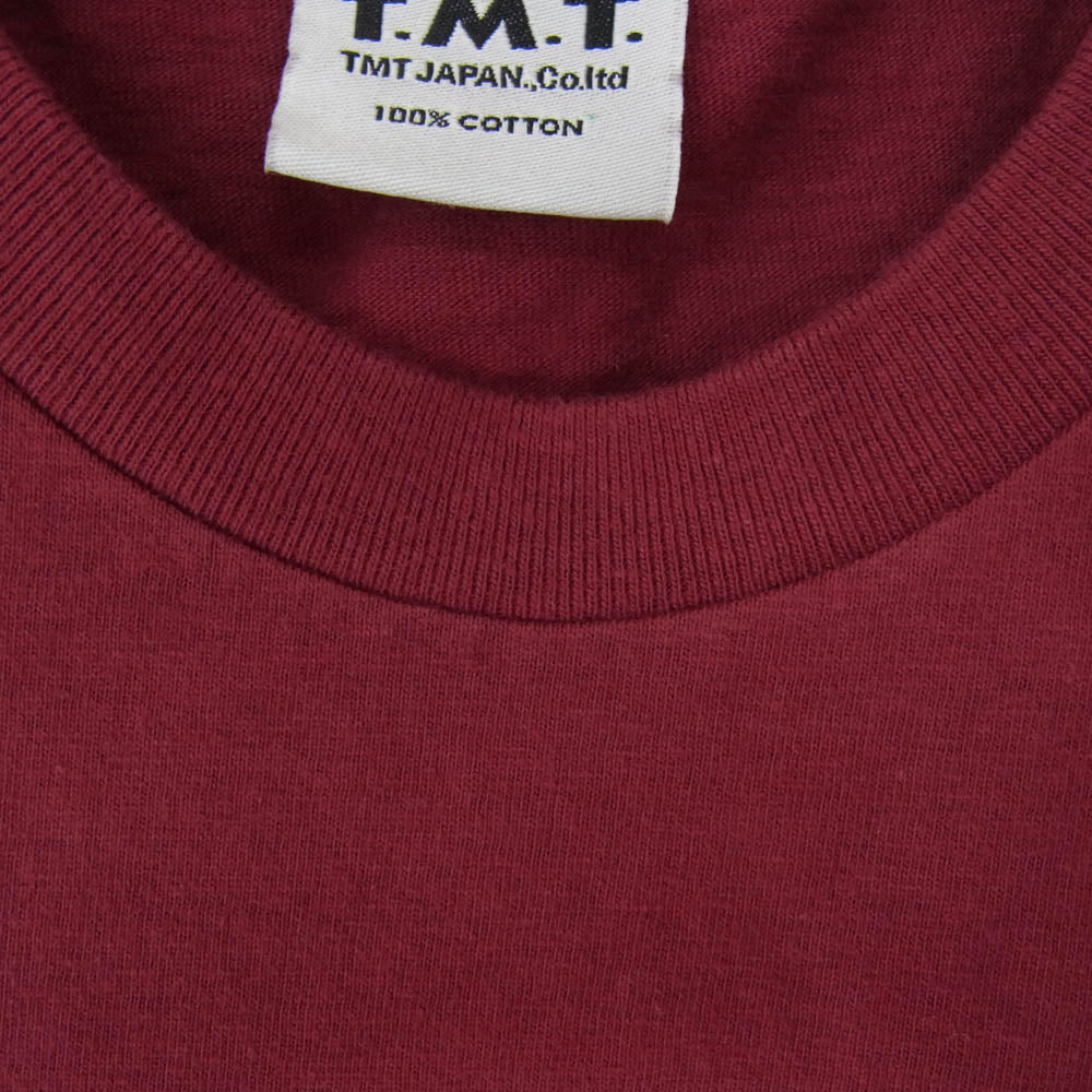 TMT ティーエムティー TCH-S14EC04 BIGHOLIDAY ロゴ コットン 半袖 Tシャツ バーガンディ S【新古品】【未使用】【中古】