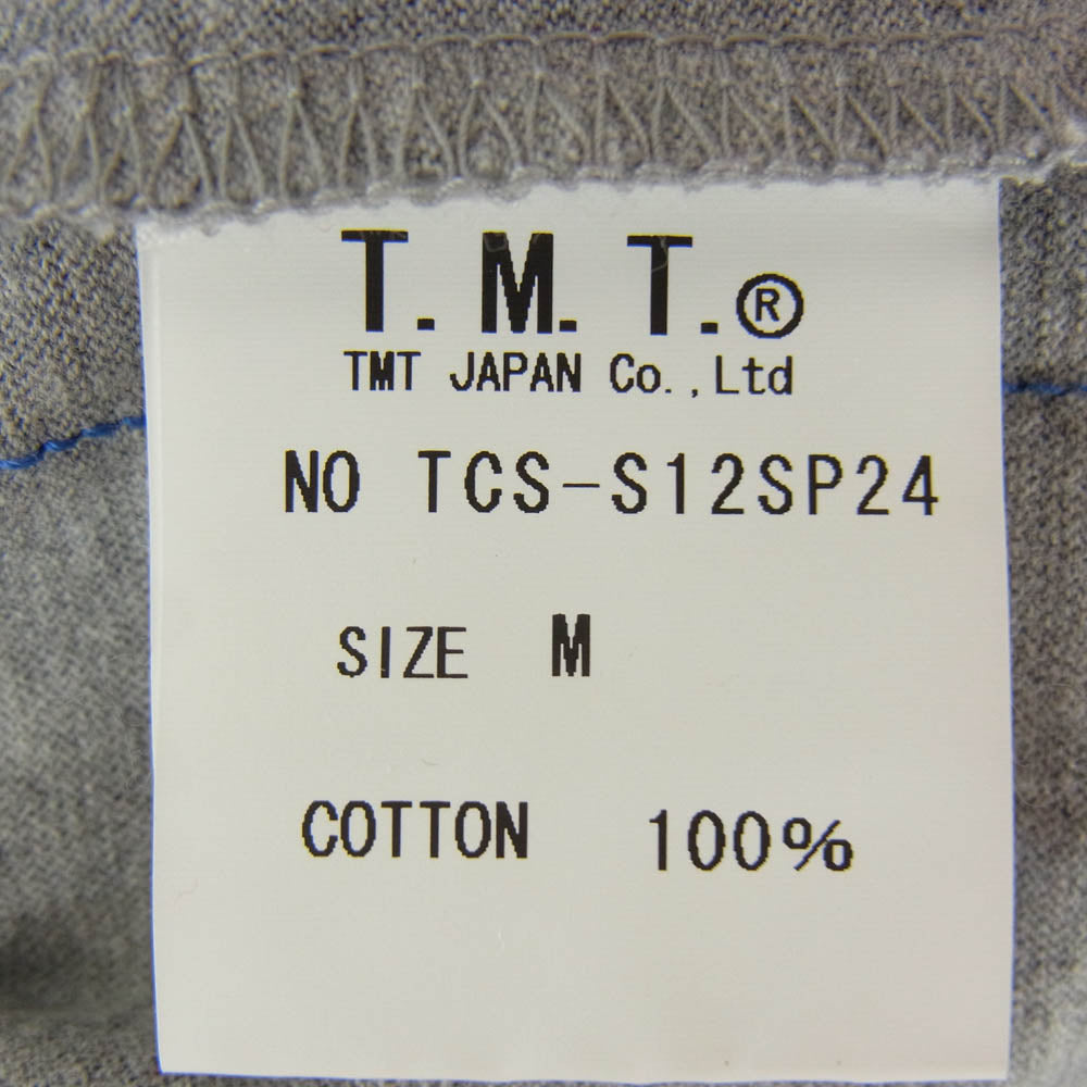 TMT ティーエムティー TCS-S12SP24 1 ロゴ コットン 七分袖 Tシャツ グレー系 レッド系 M【新古品】【未使用】【中古】