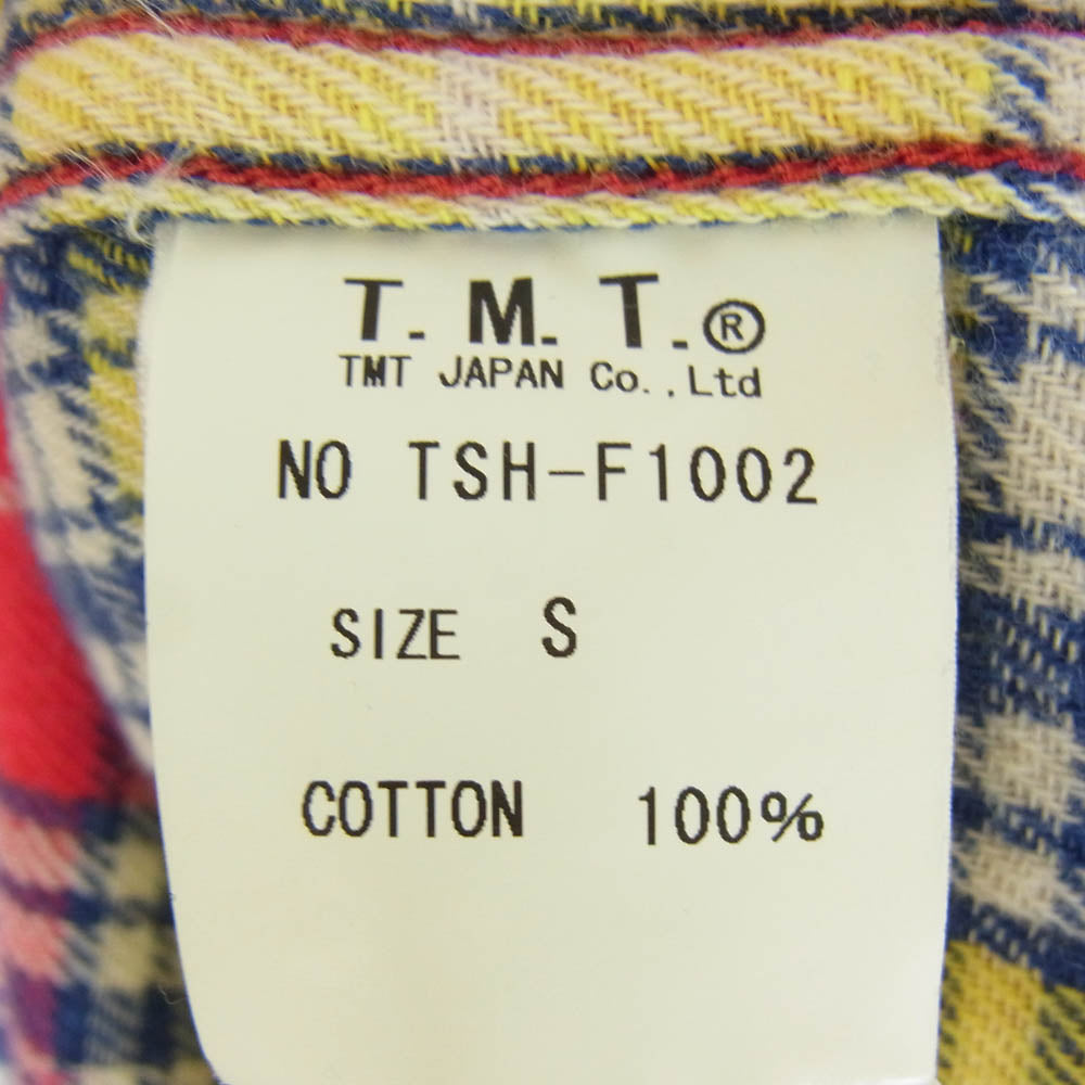 TMT ティーエムティー TSH-F1002 チェック柄 ボタンダウン フランネル コットン 長袖 シャツ レッド系 S【中古】