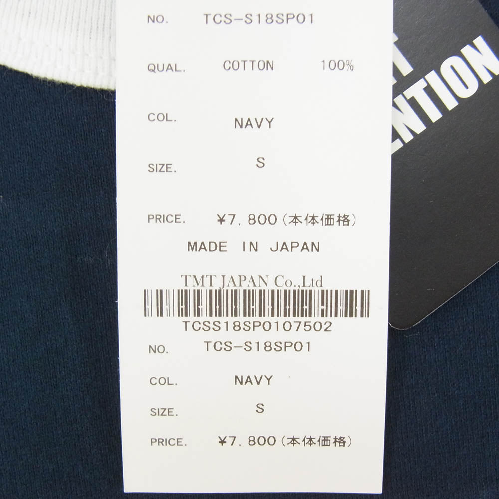 TMT ティーエムティー TCS-S18SP01 PLAY THE LAME ロゴ コットン 半袖 Tシャツ ネイビー系 ホワイト系 S【新古品】【未使用】【中古】