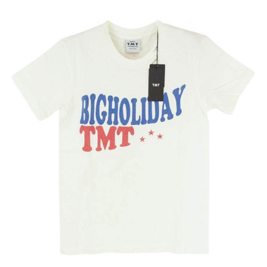 TMT ティーエムティー BIGHOLIDAY TMT ロゴ コットン 半袖 Tシャツ オフホワイト系 S【新古品】【未使用】【中古】
