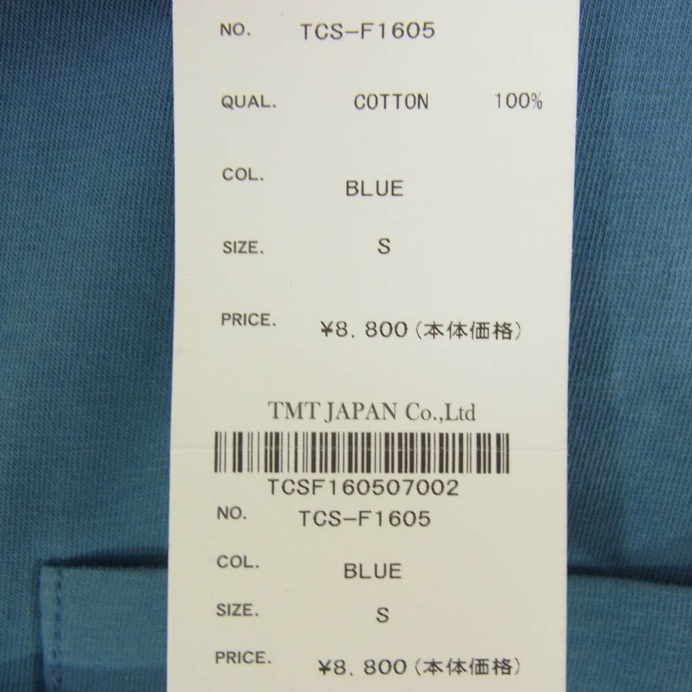 TMT ティーエムティー TCS-F1605 ポケット コットン 半袖 Tシャツ ブルー系 S【新古品】【未使用】【中古】