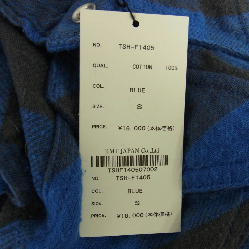 TMT ティーエムティー TSH-F1405 チェック柄 コットン 長袖 シャツ ブルー ブラック系 ブルー系 S【中古】