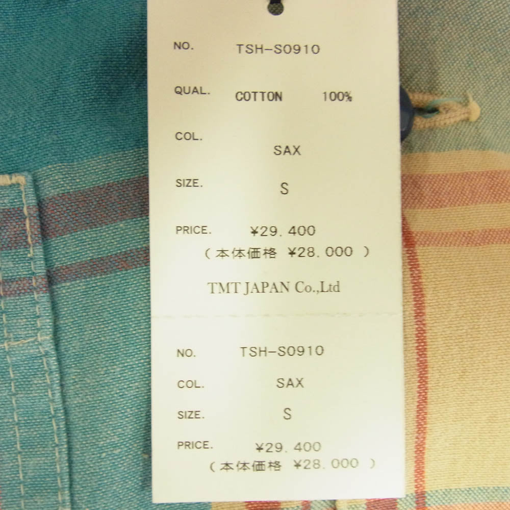TMT ティーエムティー TSH-S0910 チェック柄 ボタンダウン コットン 長袖 シャツ マルチカラー系 S【新古品】【未使用】【中古】