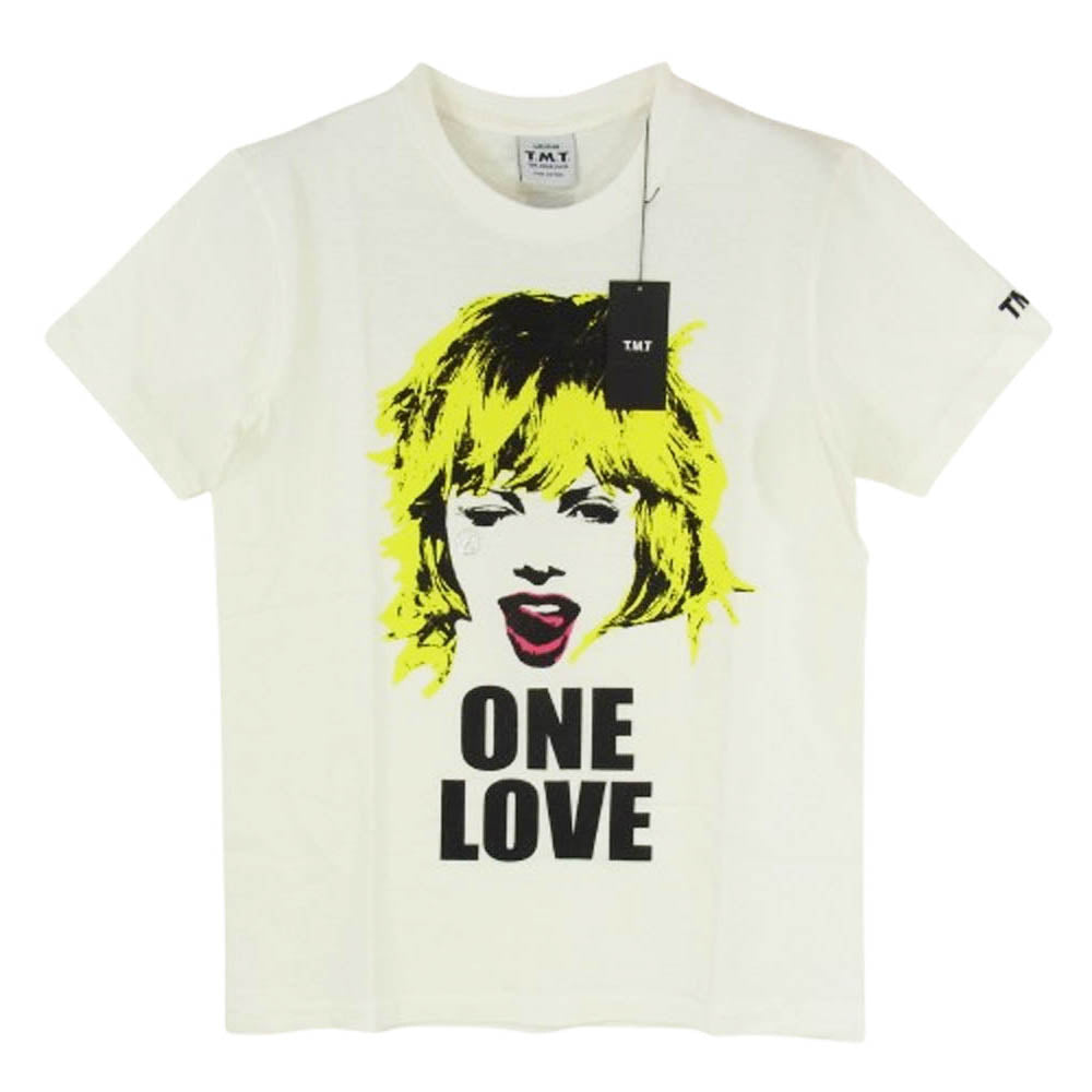 TMT ティーエムティー TCS-S1215 フェイス プリント ONE LOVE ロゴ コットン 半袖 Tシャツ オフホワイト系 M【新古品】【未使用】【中古】