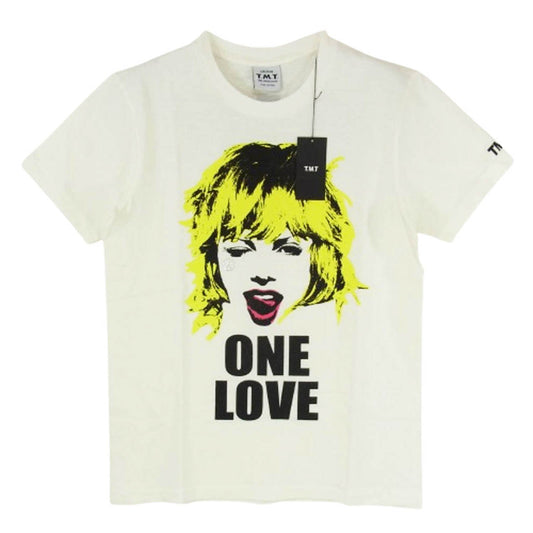 TMT ティーエムティー TCS-S1215 フェイス プリント ONE LOVE ロゴ コットン 半袖 Tシャツ オフホワイト系 M【新古品】【未使用】【中古】