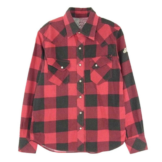 TMT ティーエムティー TSH-F1606 チェック柄 ボタンダウン コットン 長袖 シャツ レッド系 S【中古】
