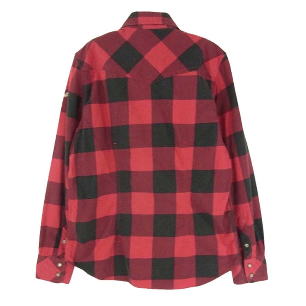 TMT ティーエムティー TSH-F1606 チェック柄 ボタンダウン コットン 長袖 シャツ レッド系 S【中古】