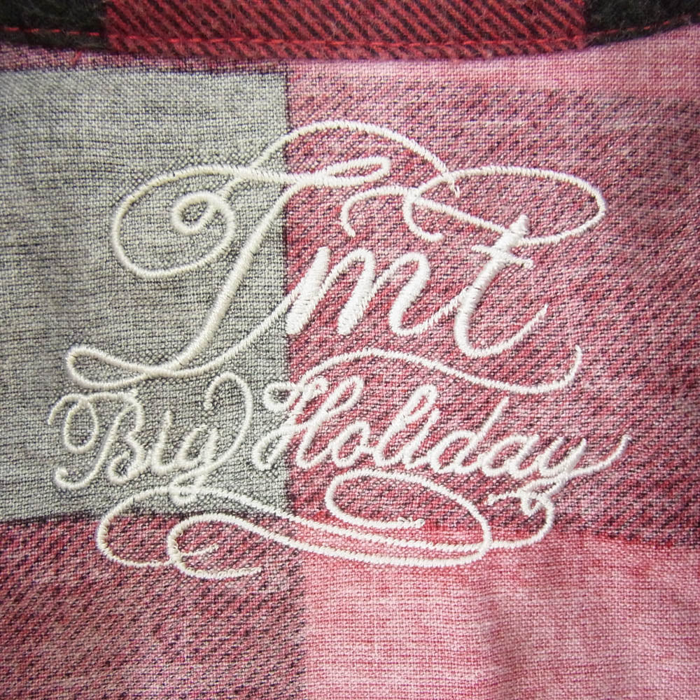 TMT ティーエムティー TSH-F1606 チェック柄 ボタンダウン コットン 長袖 シャツ レッド系 S【中古】