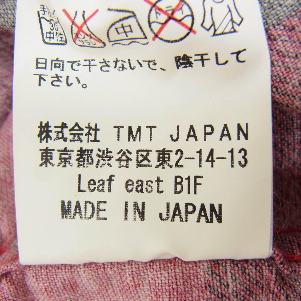 TMT ティーエムティー TSH-F1606 チェック柄 ボタンダウン コットン 長袖 シャツ レッド系 S【中古】